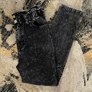 Paper Bag Waist Black Jeans
